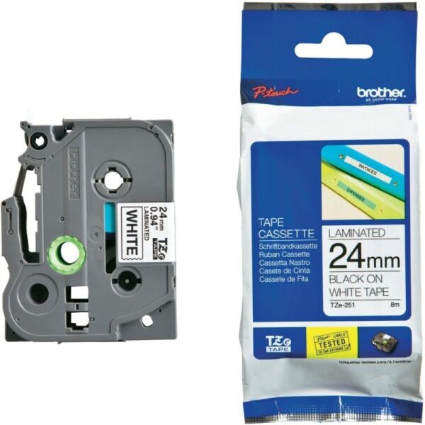 BROTHER TZE251 Traka ozn. crno na bijelo 24mm/8m