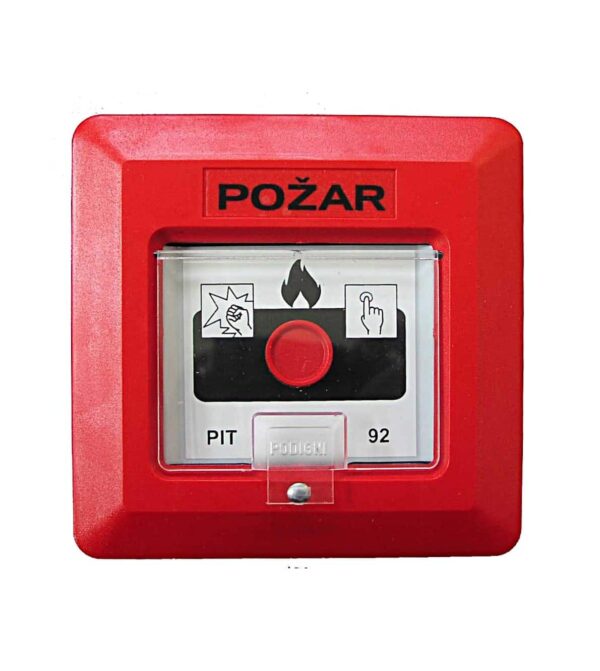 Ručni javljač požara (tipkalo) 130x130x25mm IP65 2xNC crveni