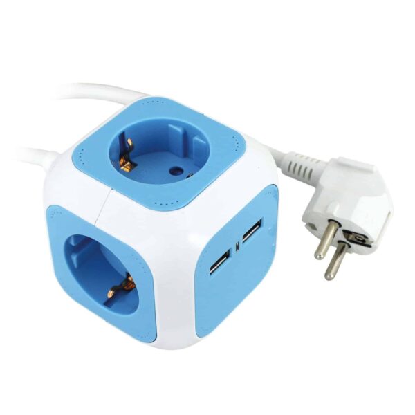 Commel Prenosiva utičnica "Kocka" 4x schuko 16A 250 V~ 3500 W, 2x USB 5V 2.1 A