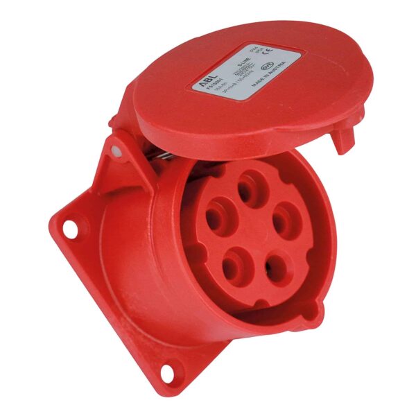 Commel Industrijska utičnica s poklopcem standard IEC 309 16 A 400 V ~ 5P IP44, ugradna