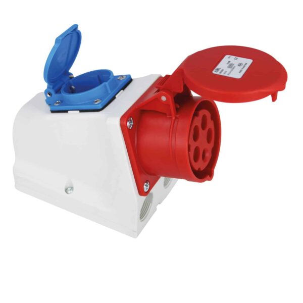 Commel Industrijska utičnica s poklopcem kombinirana - standard IEC 309 + "šuko" 16 A 250/400 V ~ IP44, nadgradna